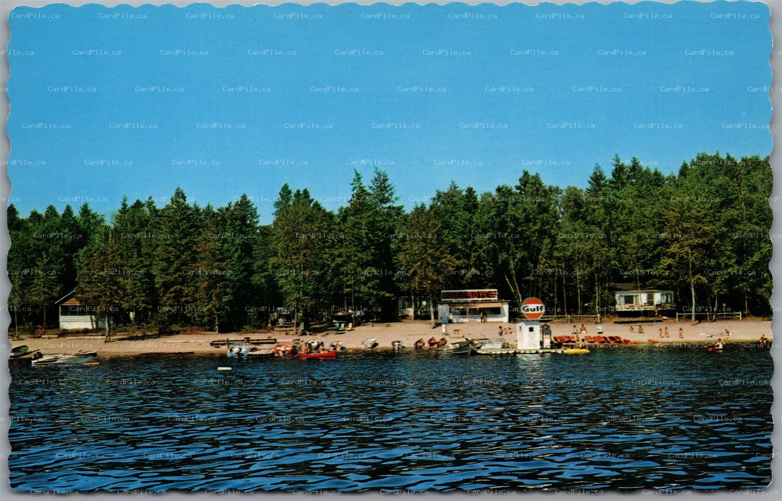 Postcard Chase British Columbia Pine Grove Resort Shuswap Lake Gulf Oil Gas Sign