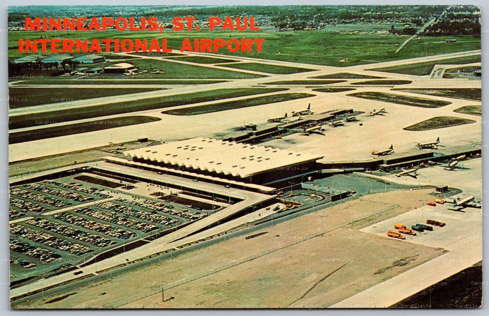Postcard Minneapolis Minnesota c1960s St. Paul International Airport Aerail View