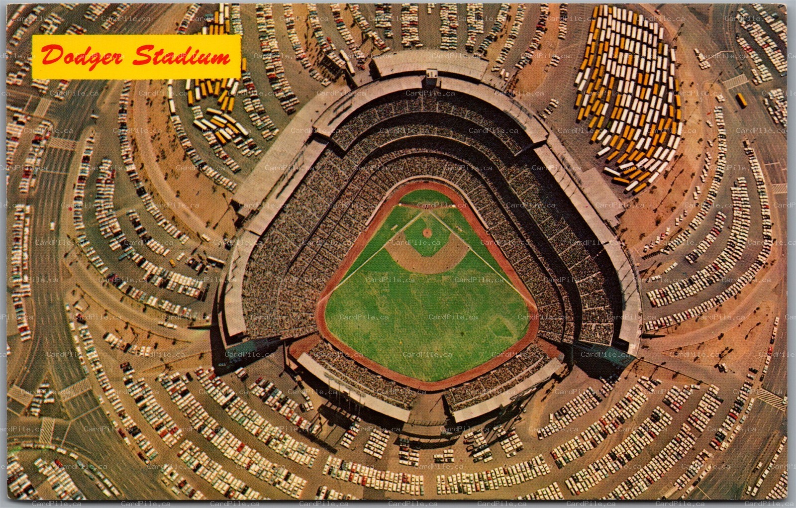 Postcard Los Angeles California Aerial View of Dodger Stadium Baseball