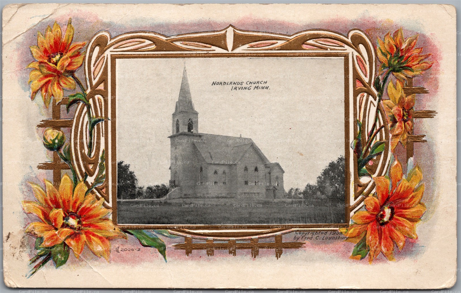 Postcard Irving Minnesota c1908 Nordlands Church Kandiyohi County Fred Lounsbury
