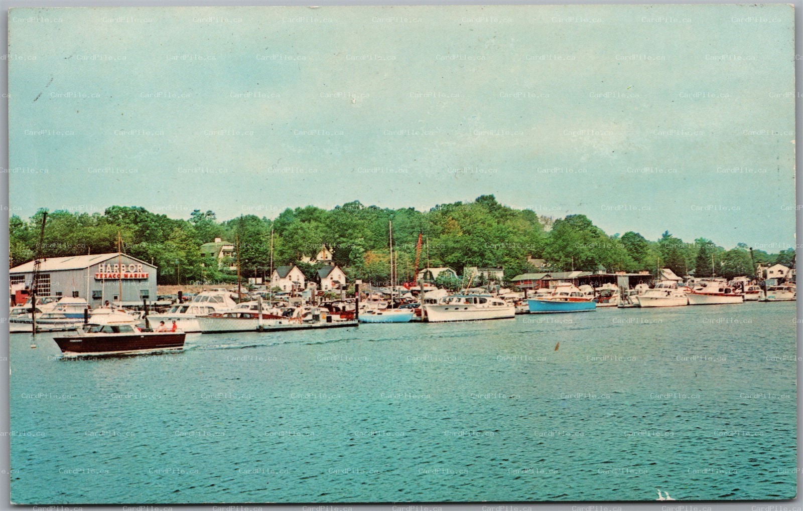 Postcard Greenwich Connecticut Cos Cob Cove Texaco Marine Fairfield County