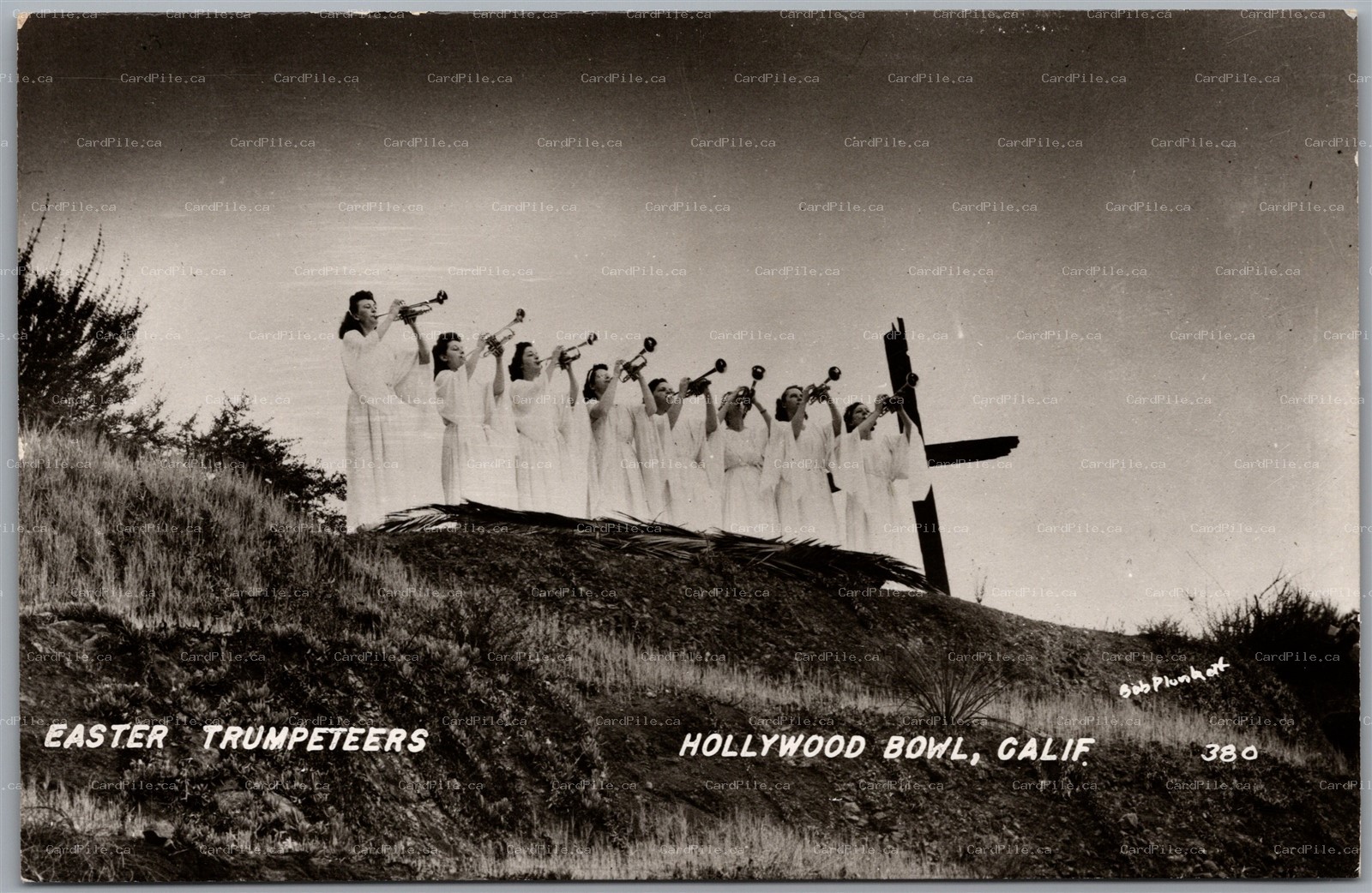 Postcard RPPC Hollywood Bowl California Easter Trumpeteers Bob Plunkett Photo