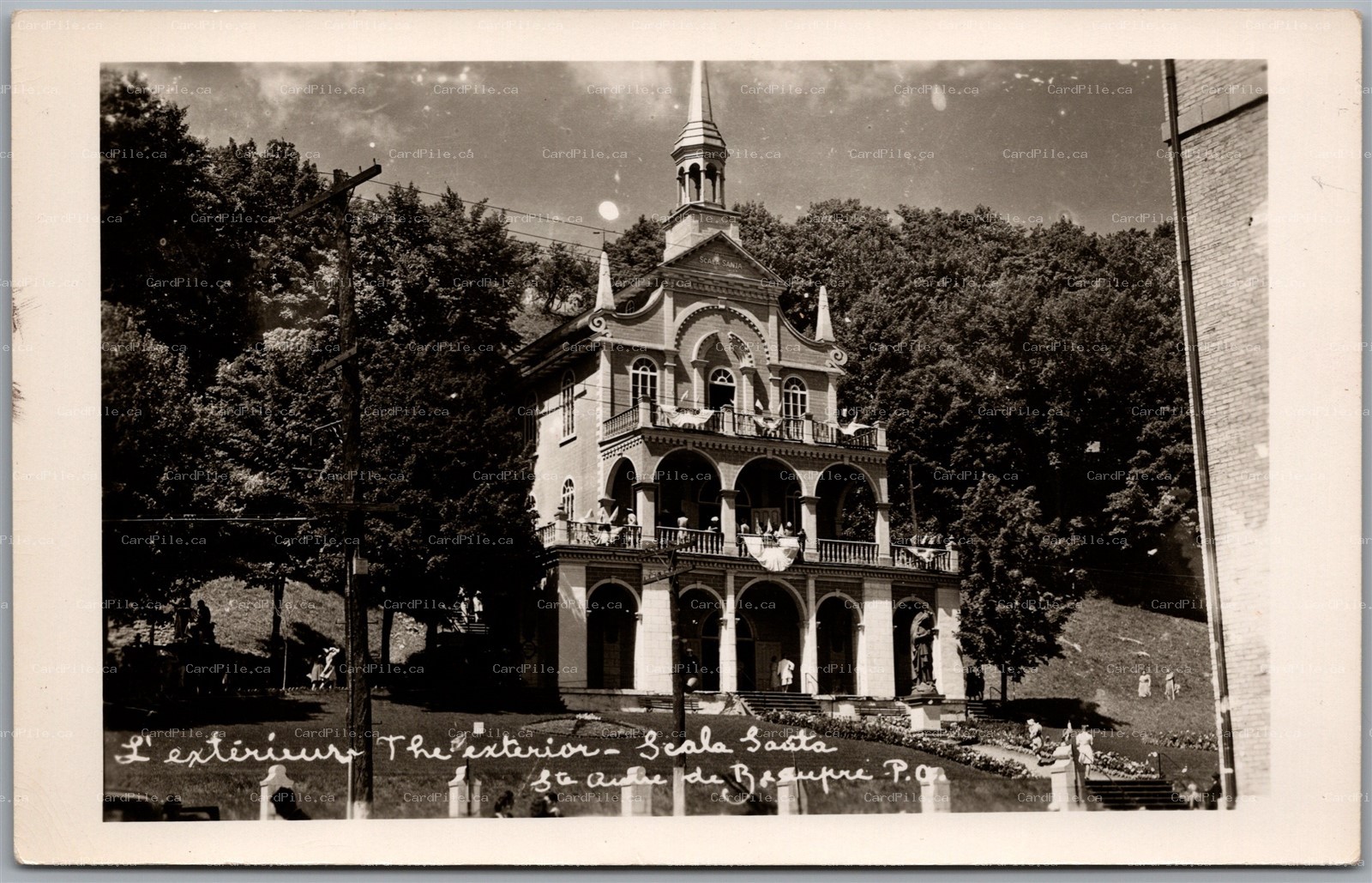 Postcard RPPC Sainte-Anne-de-Beaupré Quebec The Exterior Scala Santa Church