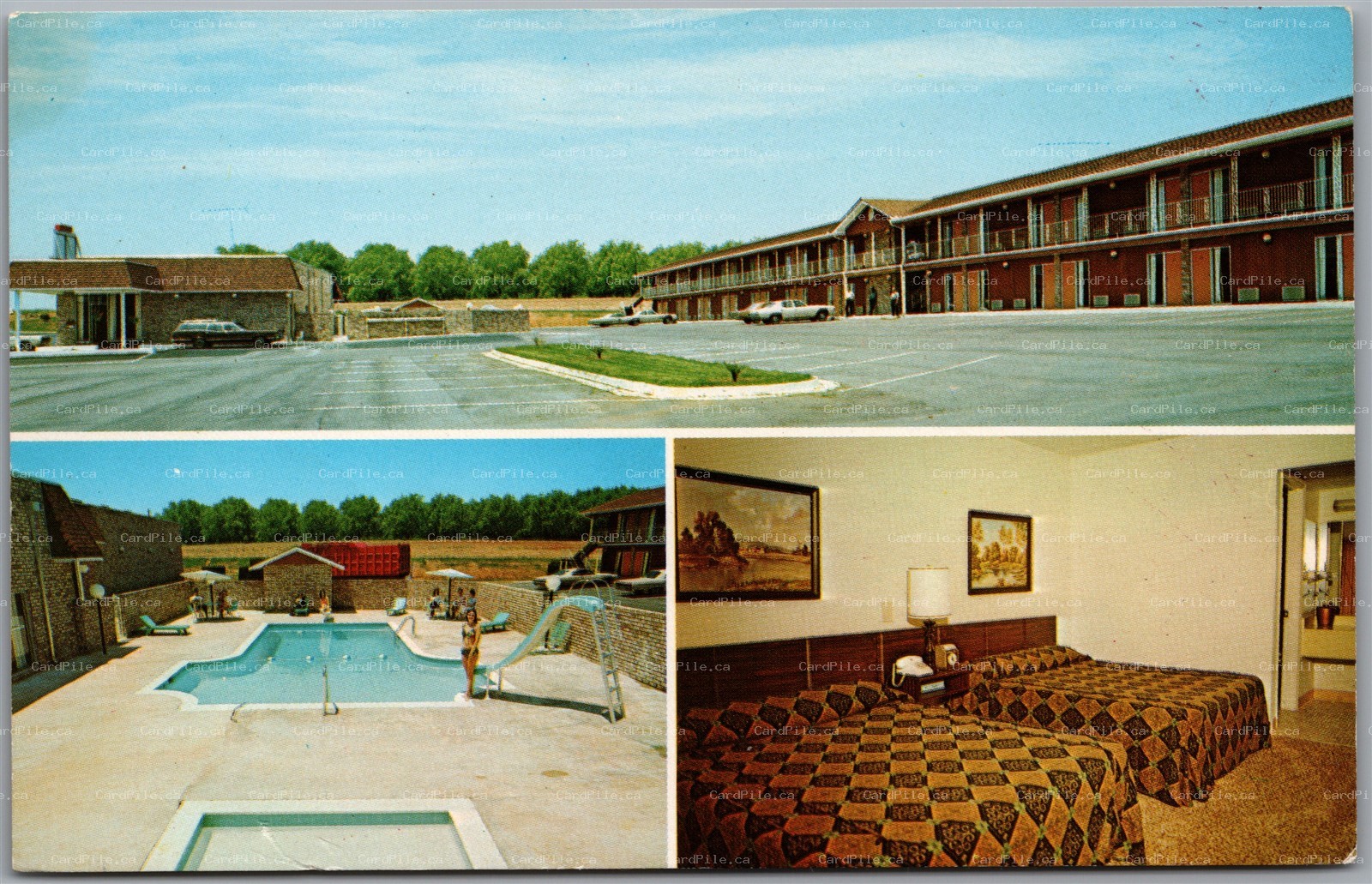 Postcard Locust Grove Georgia S.H.P Economy Inn Muti Views Swimming Pool