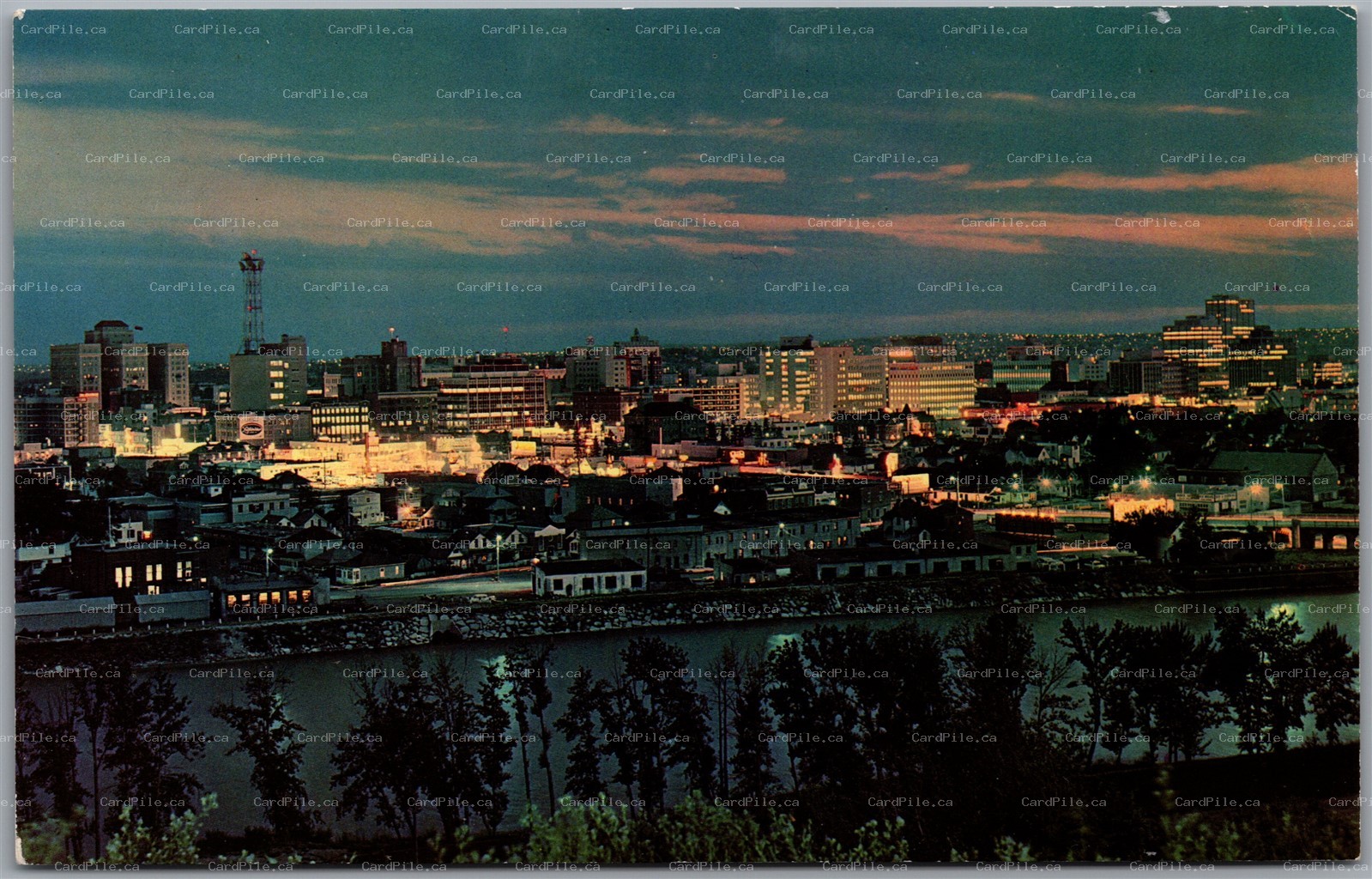 Postcard Calgary Alberta 1965 Scenic Night View 60th Annual Convention C.M.A.