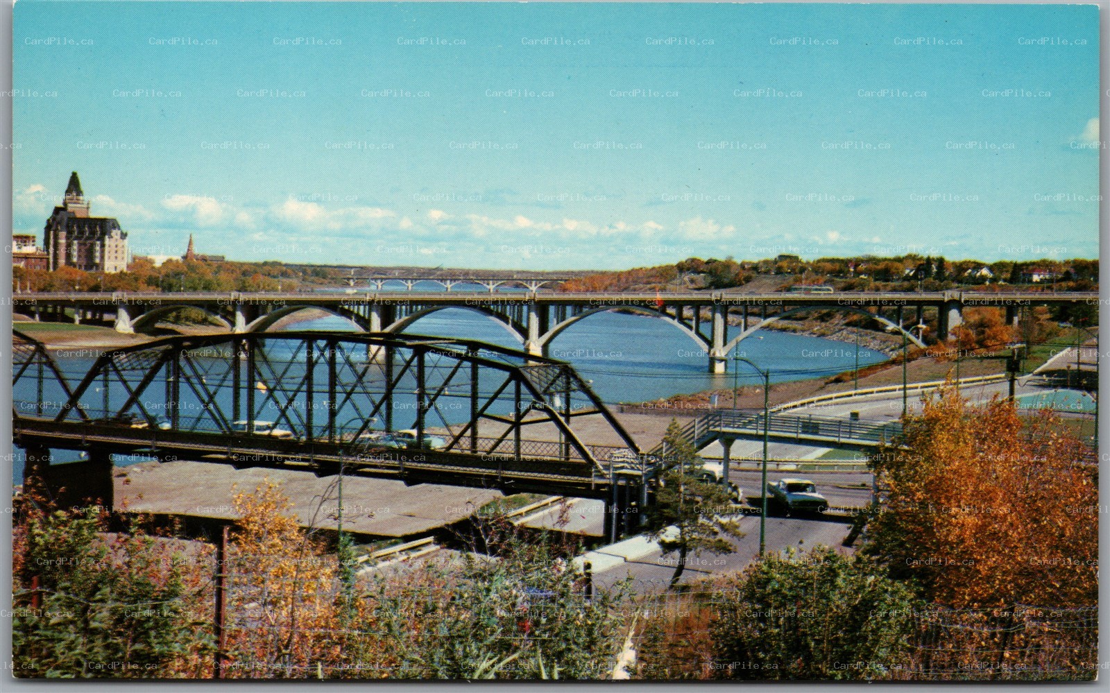 Postcard Saskatoon Saskatchewan The City of Bridges Scenic View River