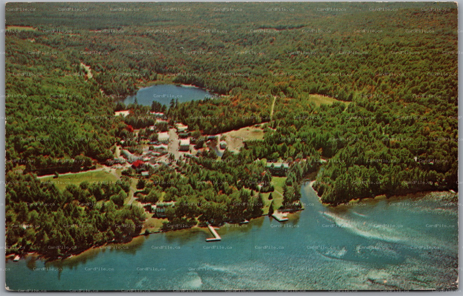 Postcard Fourth Lake New York c1974 Aerial View Village of Inlet Fulton Chain