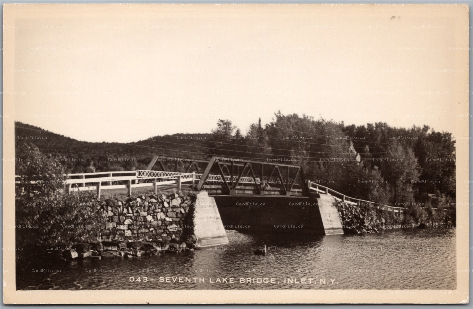 Postcard RPPC Inlet New York Seventh Lake Bridge Adirondack Mountains