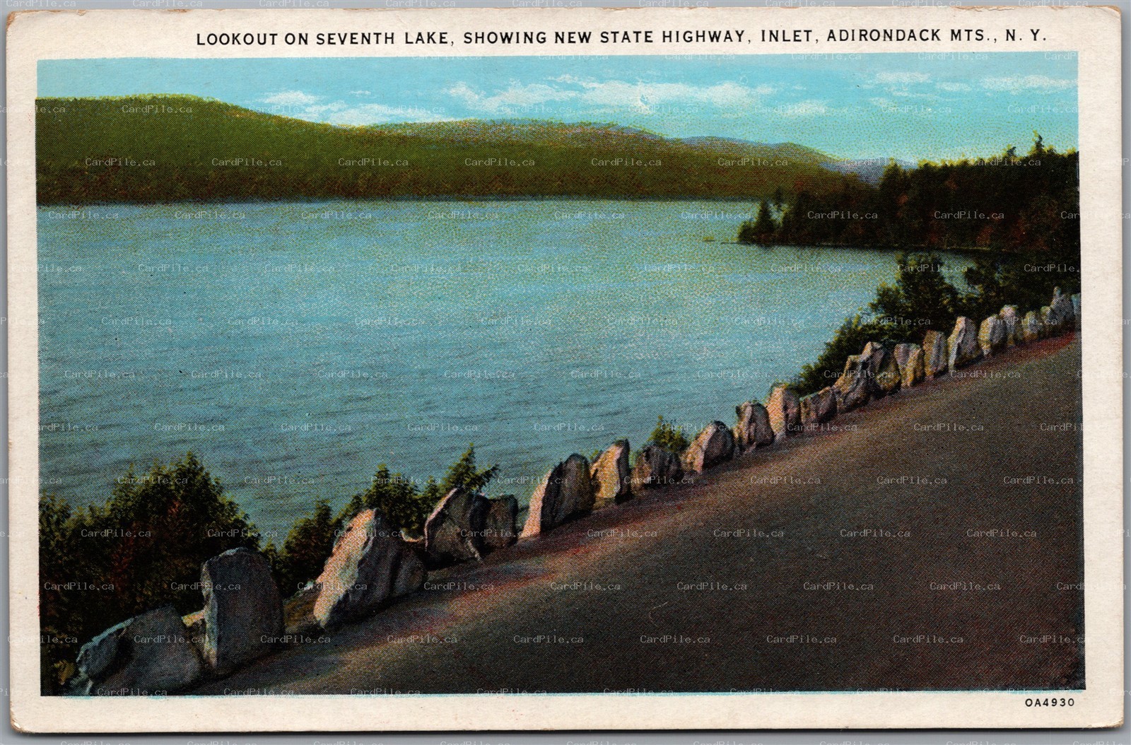 Postcard Inlet New York Adirondack Mountains Lookout on Seventh Lake Highway
