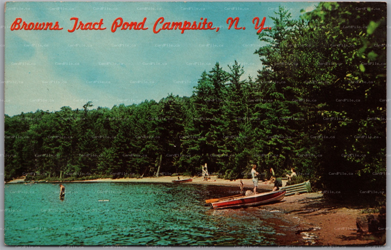 Postcard Eagle Bay New York The Browns Tract Pond Campsite Adirondack Mountains