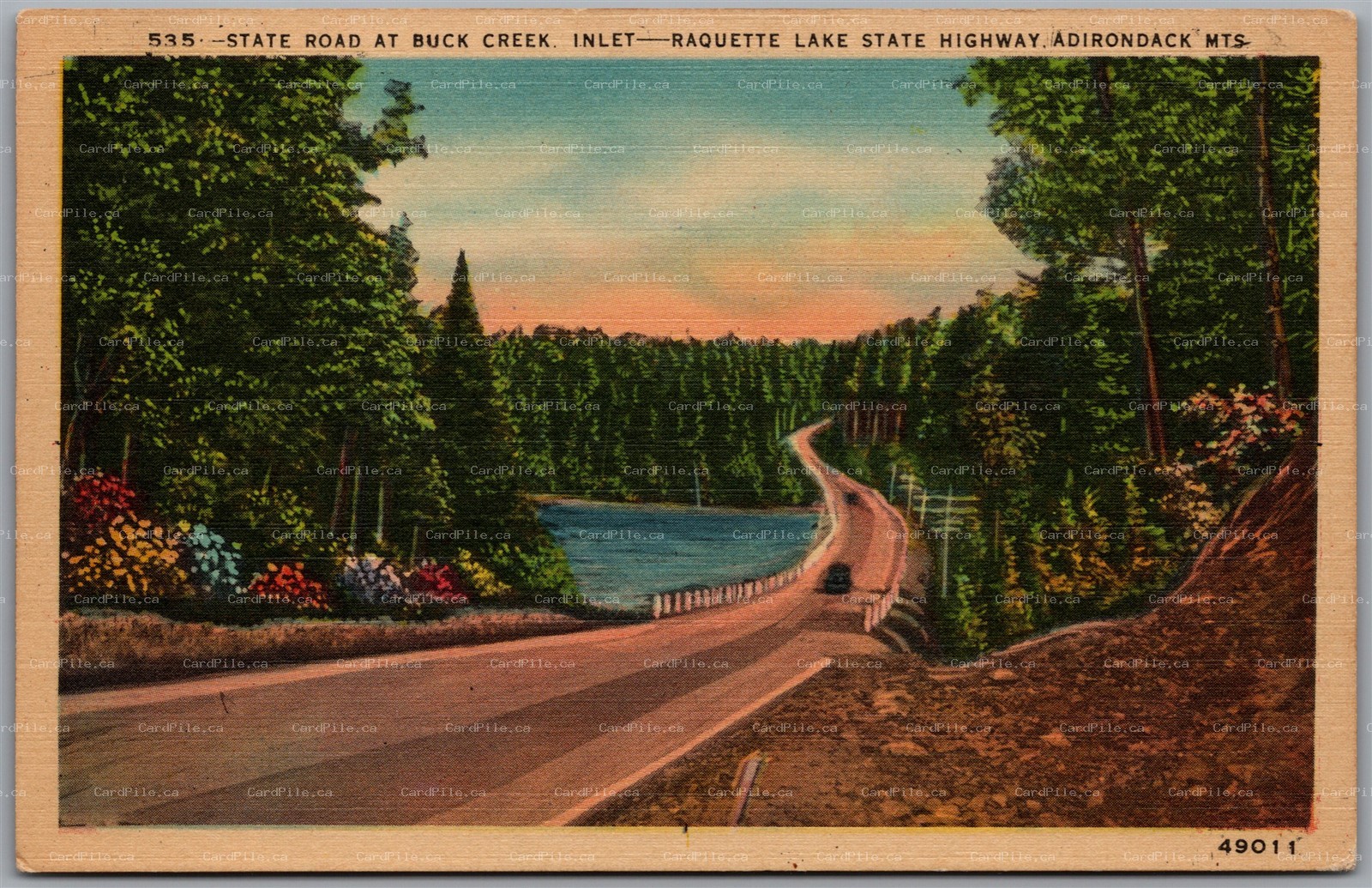 Postcard Inlet New York State Road at Buck Creek Raquette Lake State Highway 