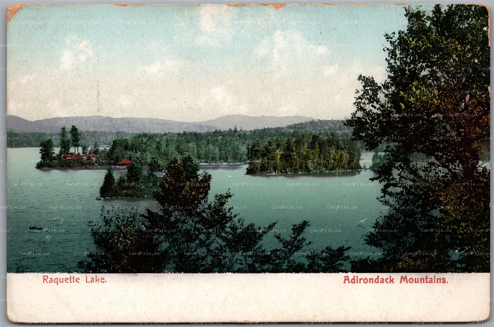 Postcard Raquette Lake New York Adirondack Mountains Scenic View