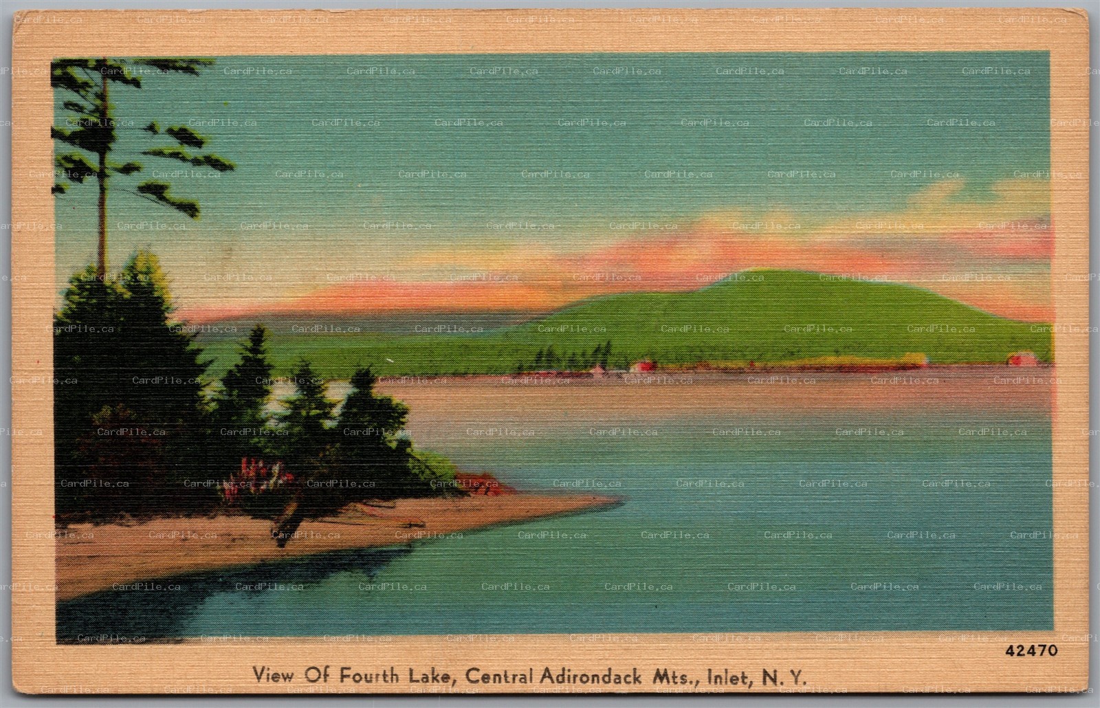 Postcard Inlet New York Scenic View of Fourth Lake Central Adirdondack Mountains