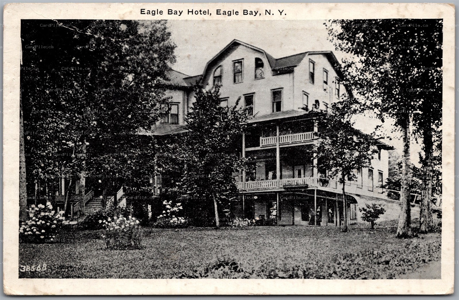 Postcard Eagle Bay New York c1940 Eagle Bay Hotel Adirondack Mountains