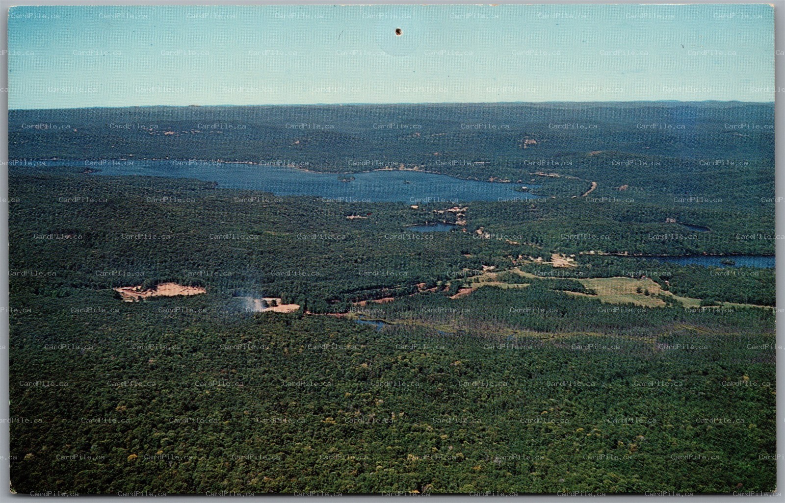 Postcard Inlet NY Aerial View Fourth Lake Largest in Fulton Chain Golf Club