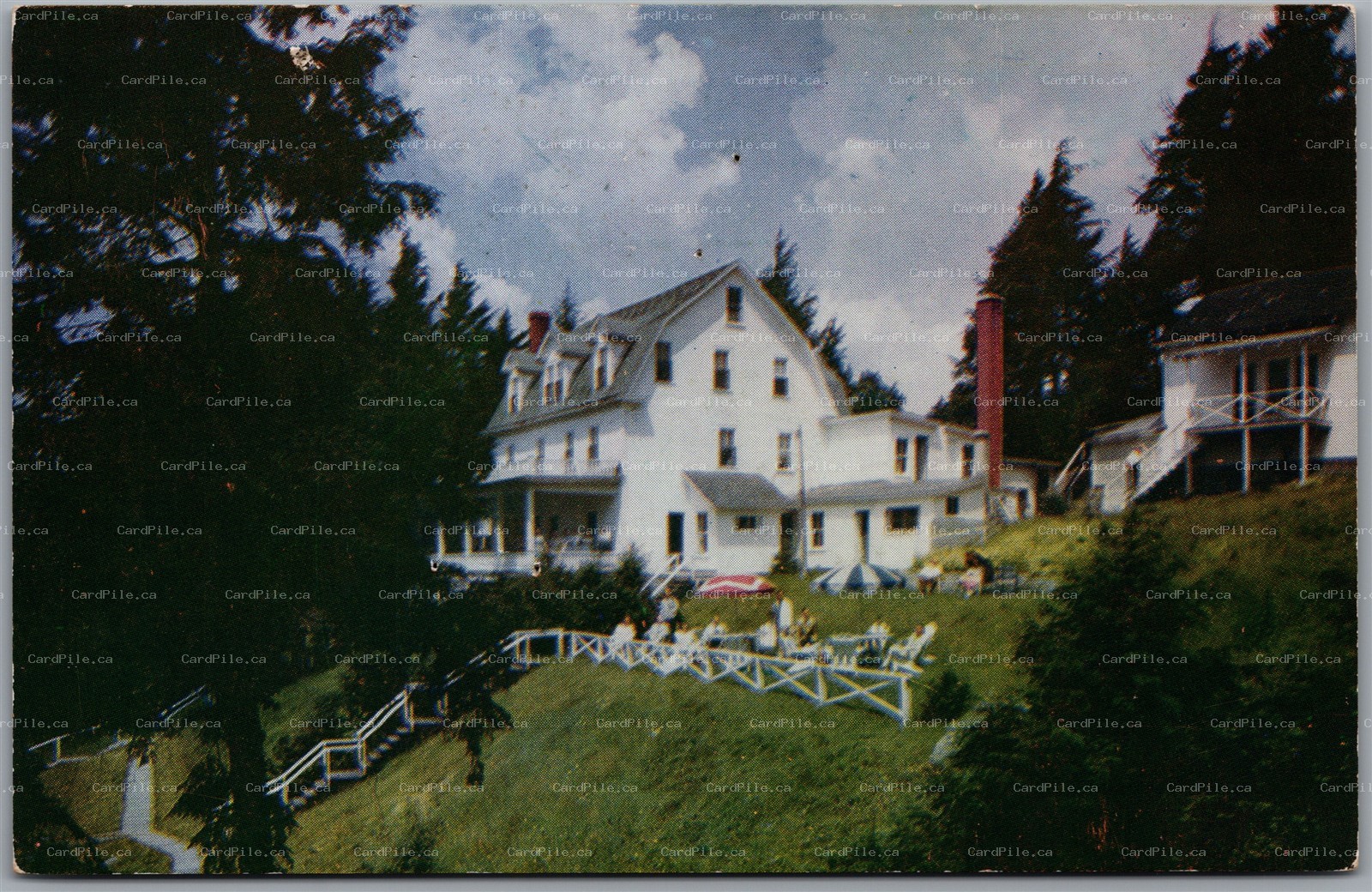 Postcard Eagle Bay New York Cliff House Terrace Adirondack Mountains
