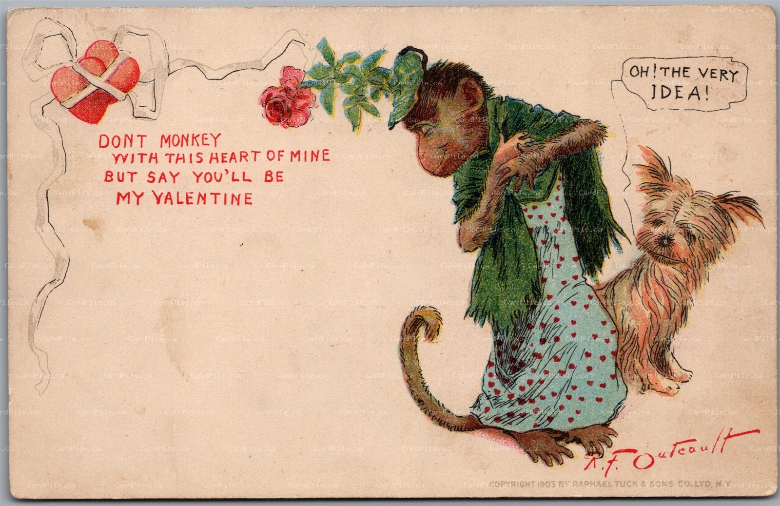 Postcard Tuck Richard F. Outcault 1903 Dont Monkey .. Valentines Anthropomorphic