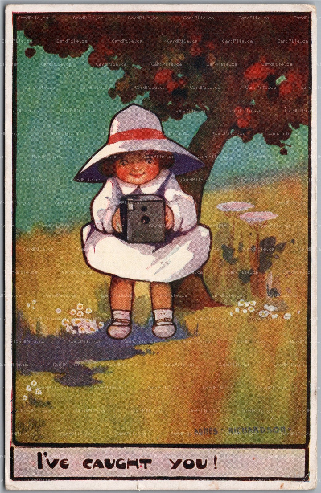 Postcard Tuck Oilette by Agnes Richardson Little Tots c1917 I've Caught You 9982