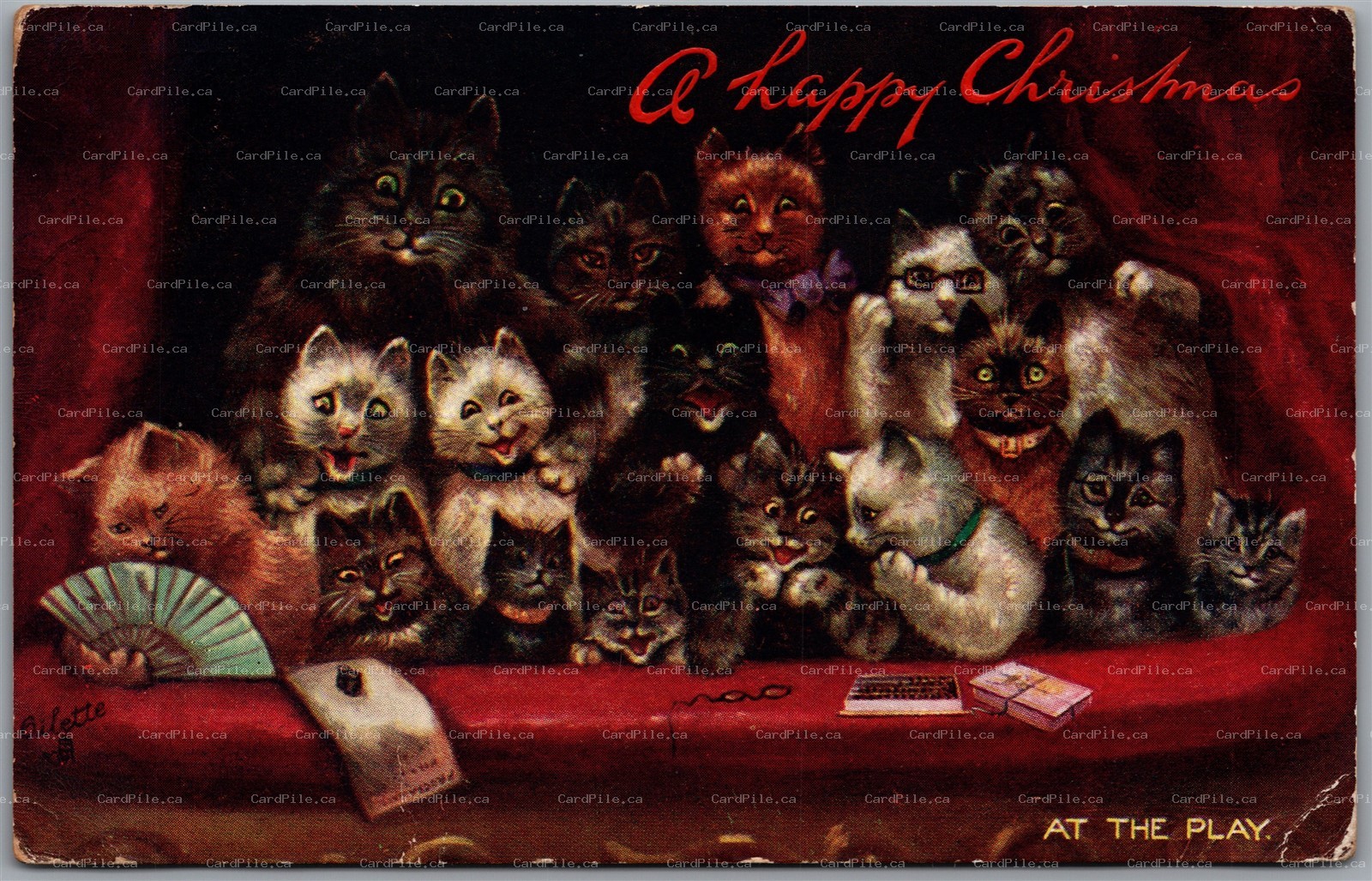 Postcard Tuck Oilette Louis Wain's Cats c1907 Happy Christmas C133