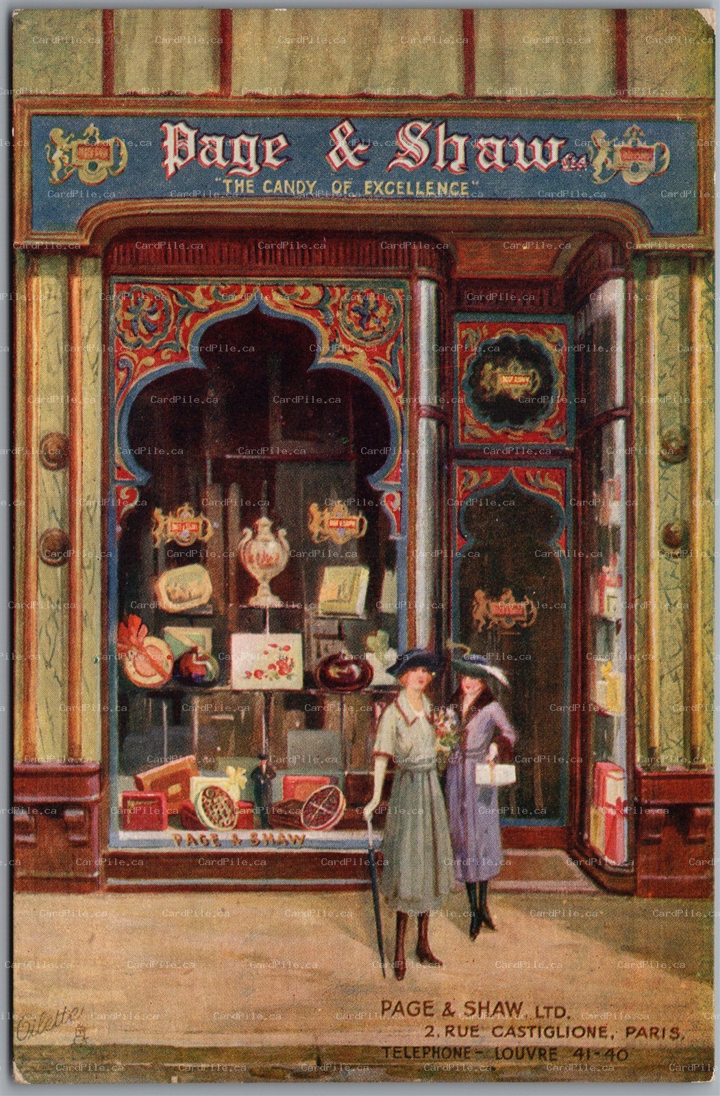 Postcard Tuck Oilette Advertising Page & Shaw Paris France Candy Shop