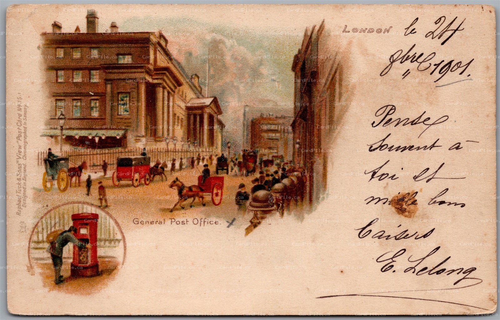 Postcard London England c1901 Tuck General Post Office