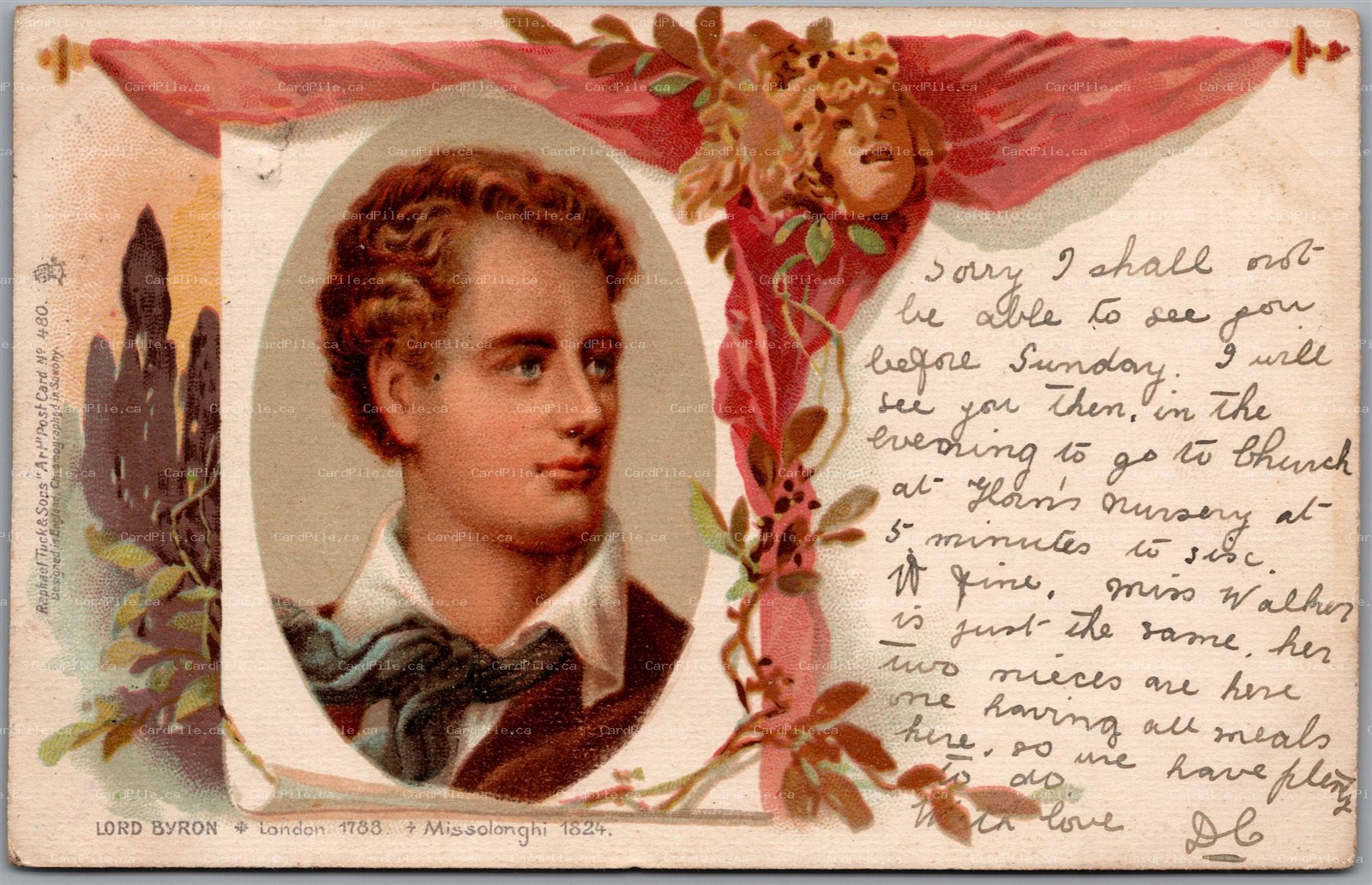 Postcard Tuck c1905 English Poet Lord Byron Scarce Series 480
