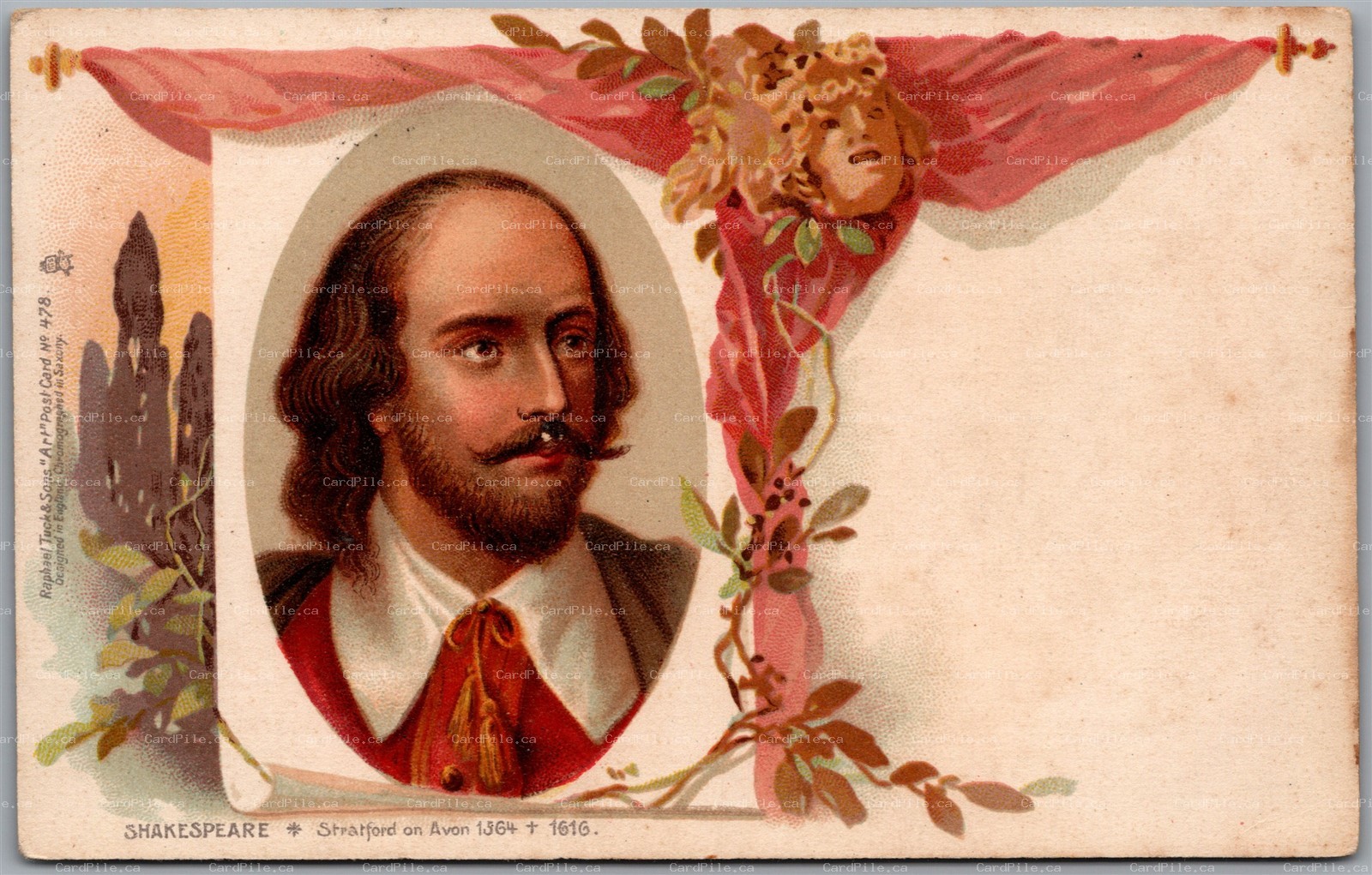Postcard Tuck c1900s English Poet Shakespeare Scarce Series 478