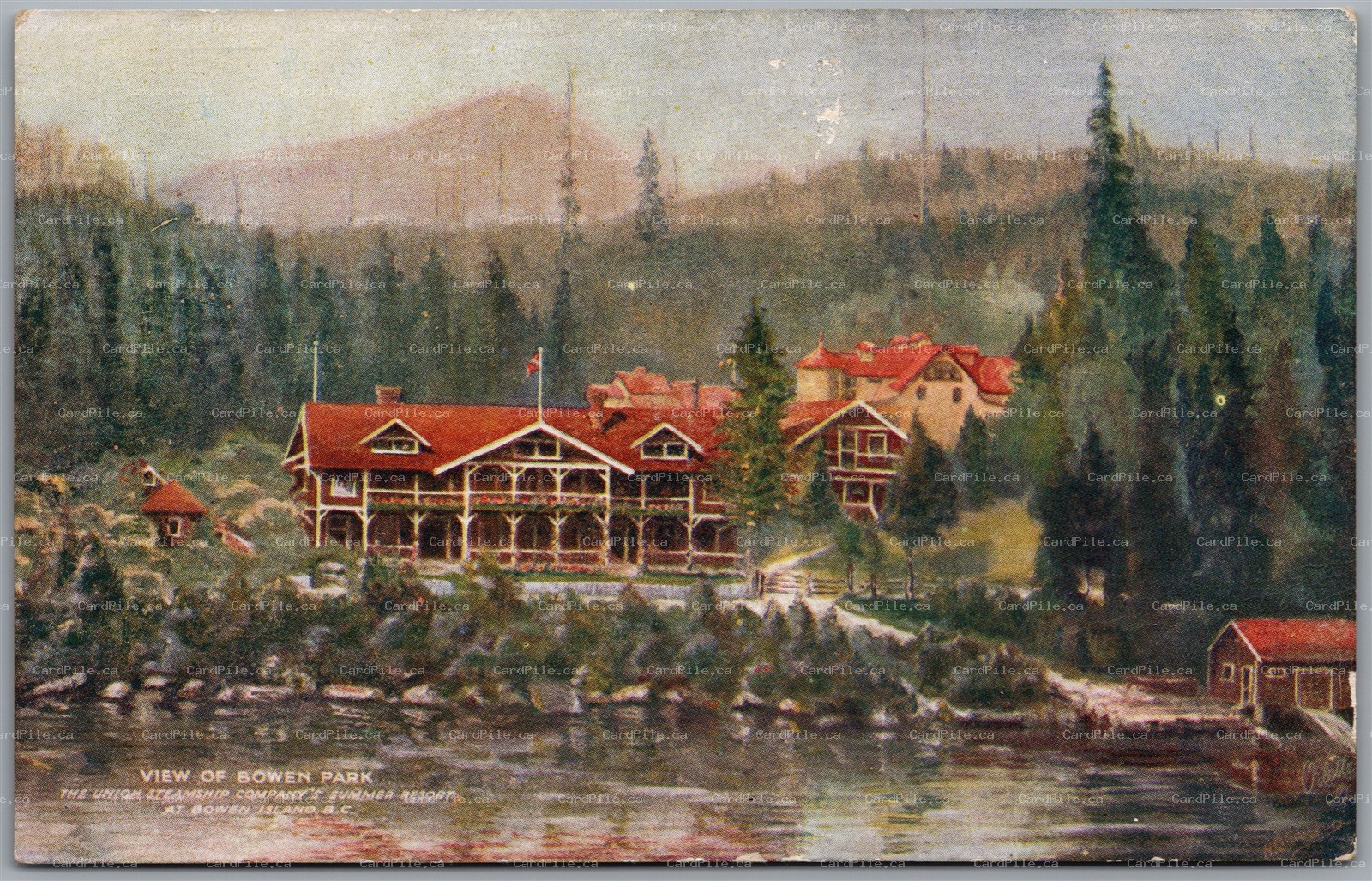 Postcard Bowen Island British Columbia Union Steamship Co. Summer Resort Tuck