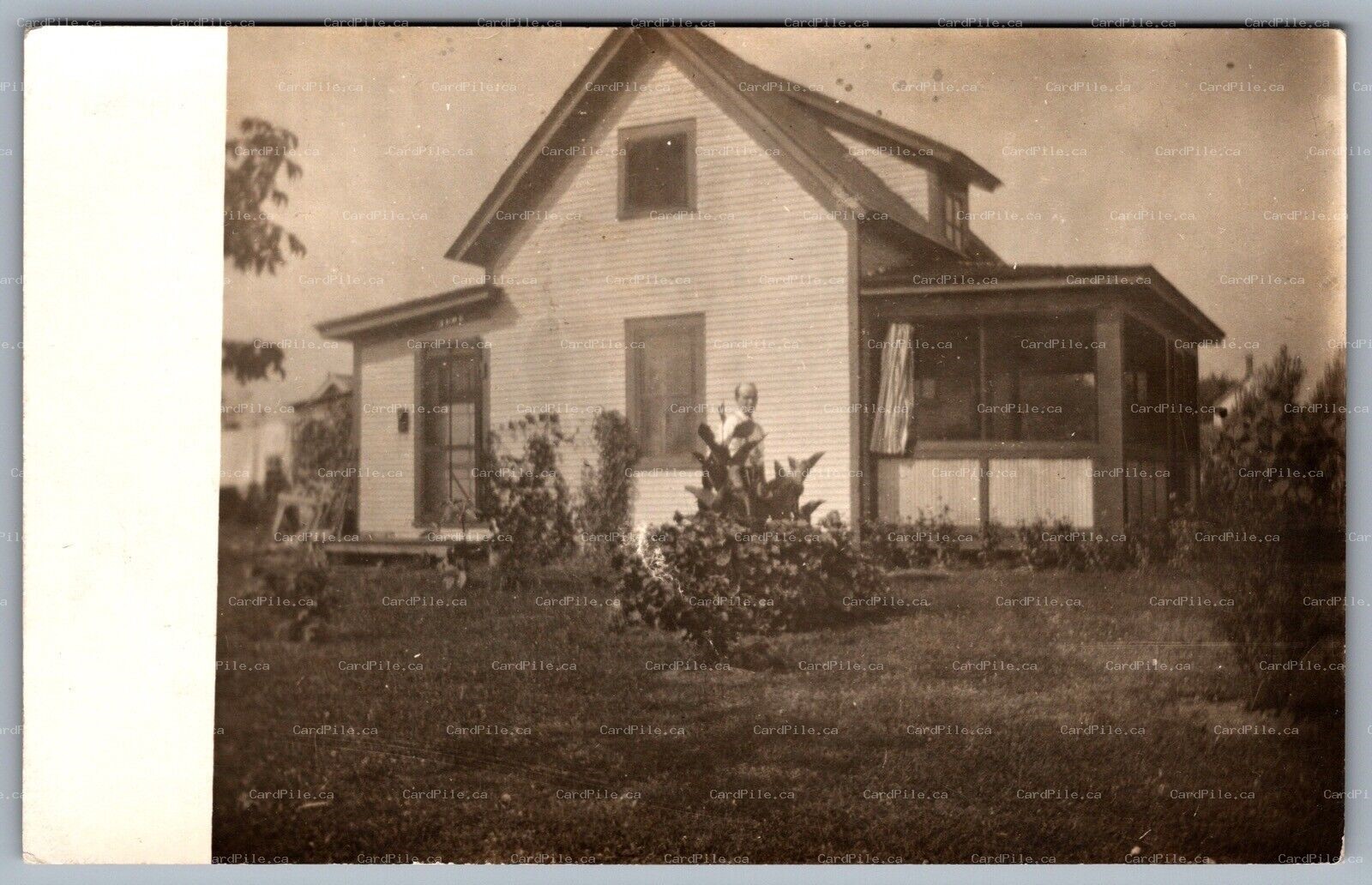 Postcard RPPC c1904-1918 United States Man in Front of Old House Garden View 