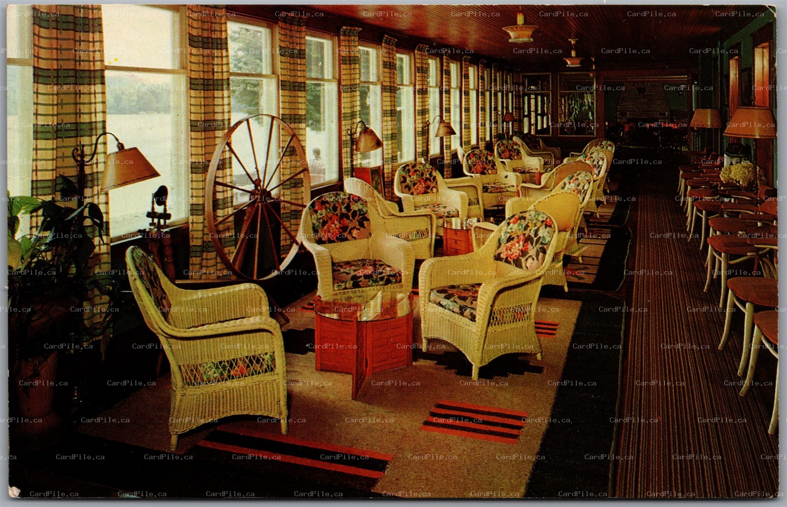 Postcard Deposit New York c1964 Oquaga Lake Chesnut Lodge Sun Parlor MCM