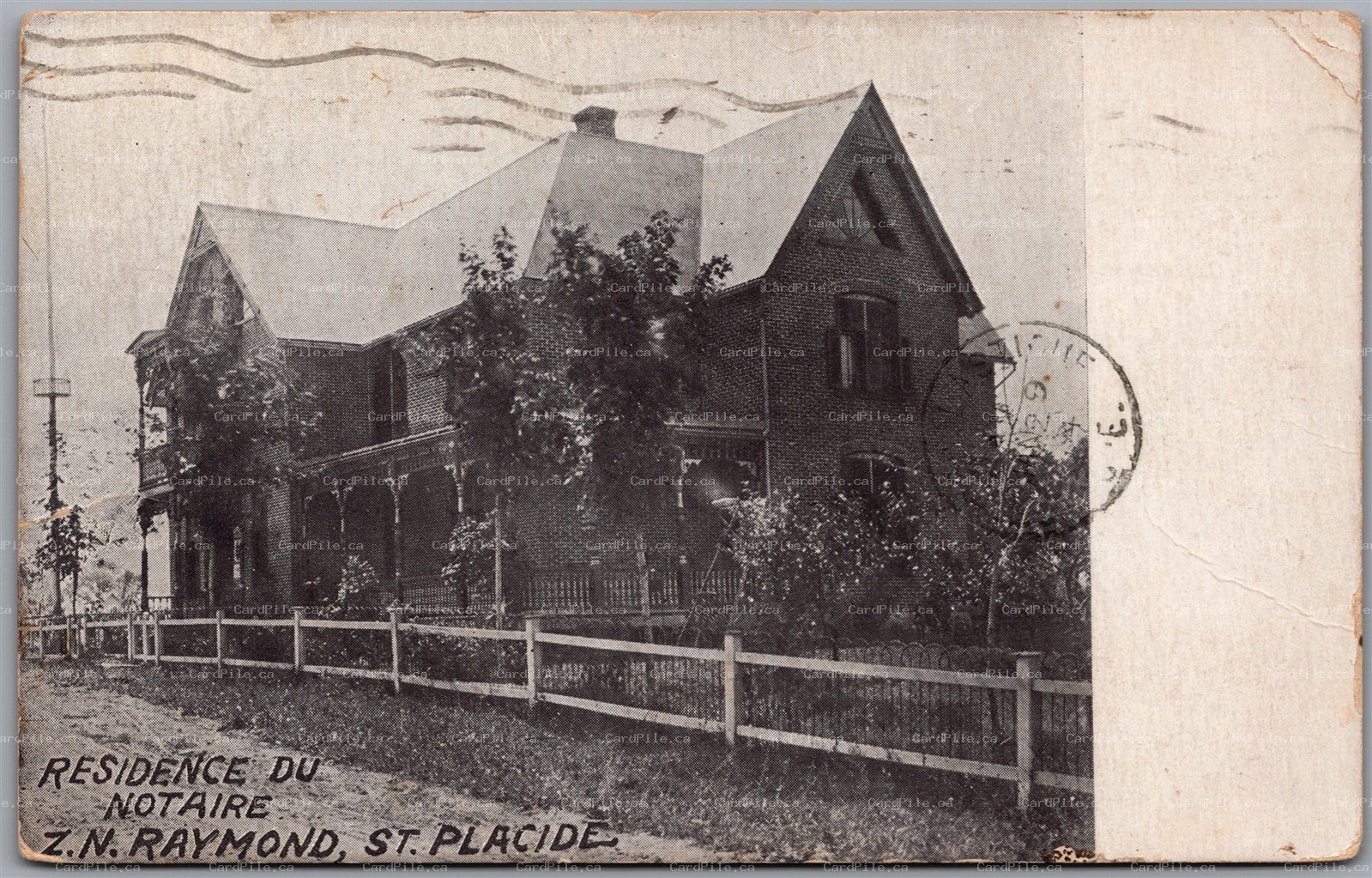 Postcard St Placide Quebec c1914 Residence du Notaire Z. N. Raymond Spilt Rings
