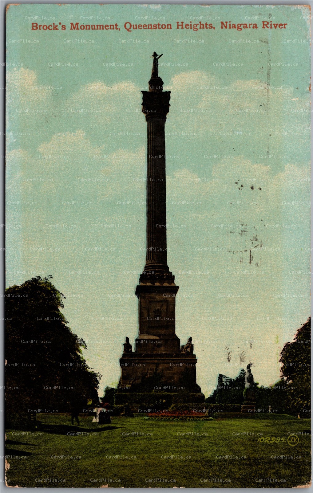 Postcard Queenston Heights Ontario Brock's Monument Niagara River Slogan Cancel