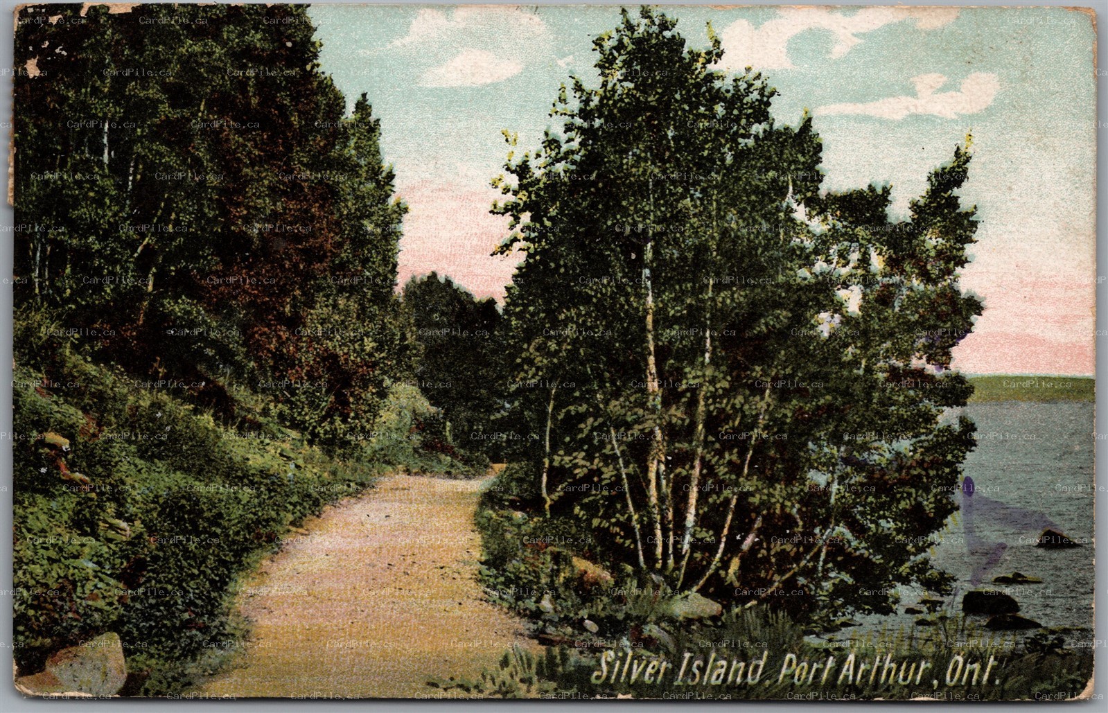 Postcard Port Arthur Ontario Silver Island Split Ring Cancel Slocan BC