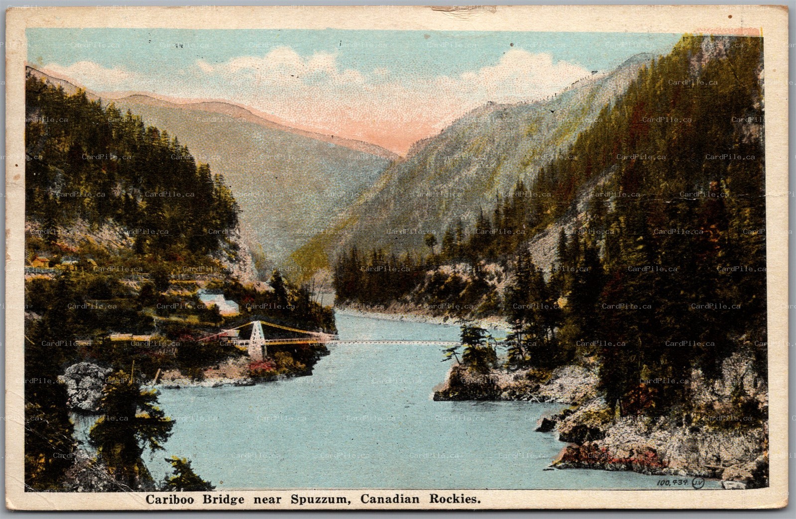 Postcard Spuzzum British Columbia c1920s Cariboo Bridge Scenic View