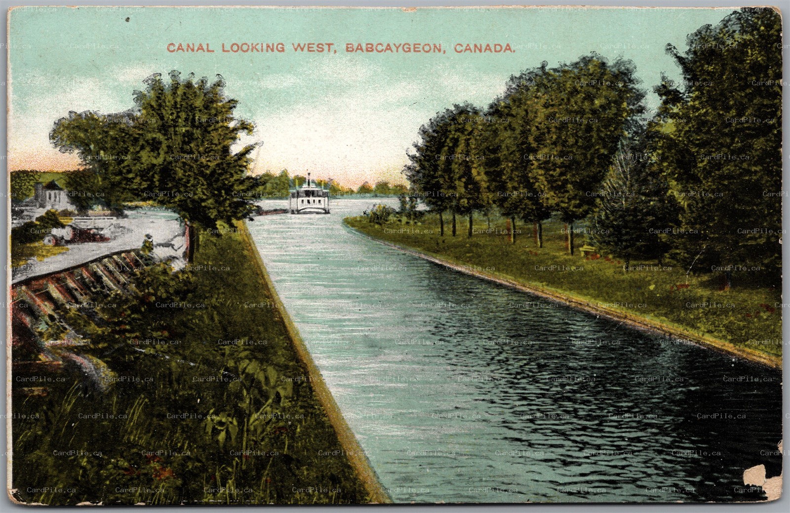 Postcard Bobcaygeon Ontario c1908 Canal Looking West Split Ring Brisbane ONT