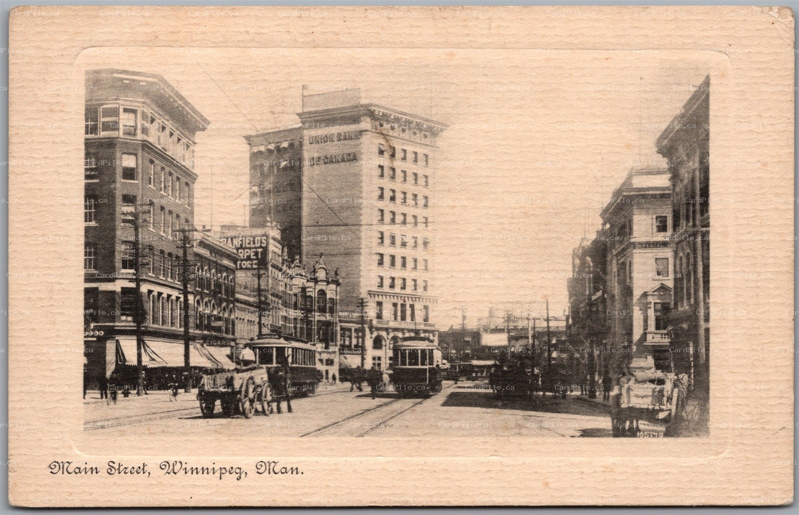 Postcard Winnipeg Manitoba c1910s Main Street Embossed Border by Valentines