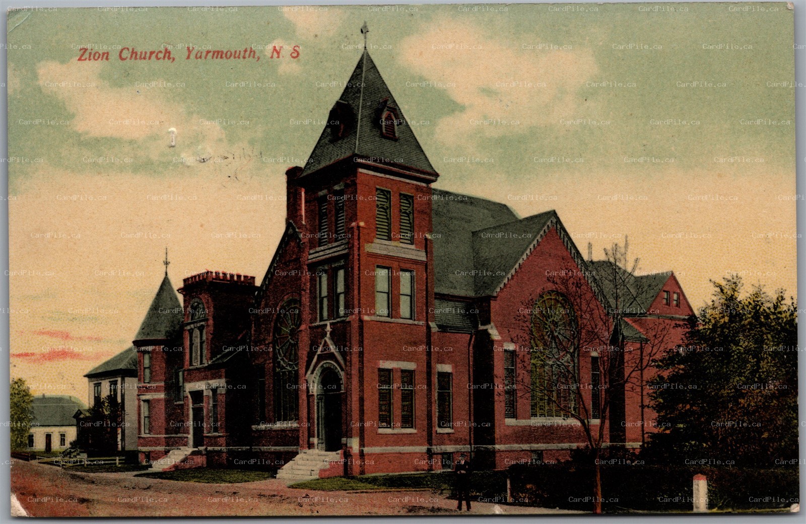 Postcard Yarmouth Nova Scotia c1909 Zion Church to Lubec Maine