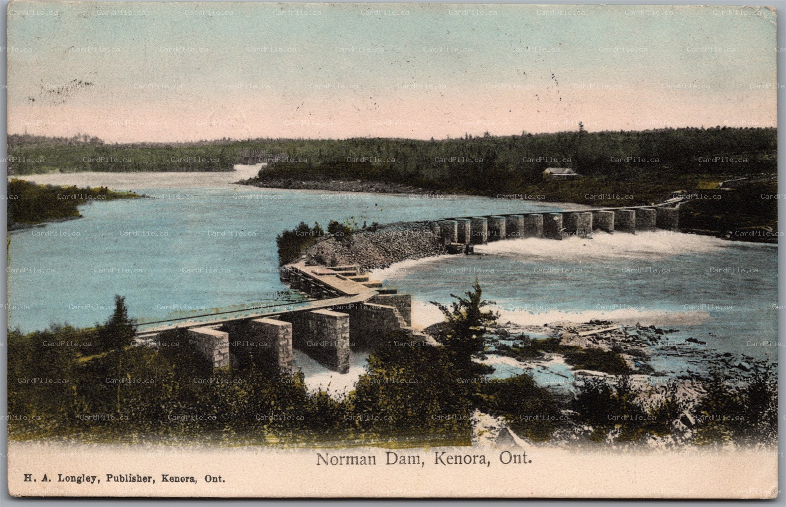 Postcard Kenora Ontario c1909 Norman Dam Scenic View to Baltimore Maryland
