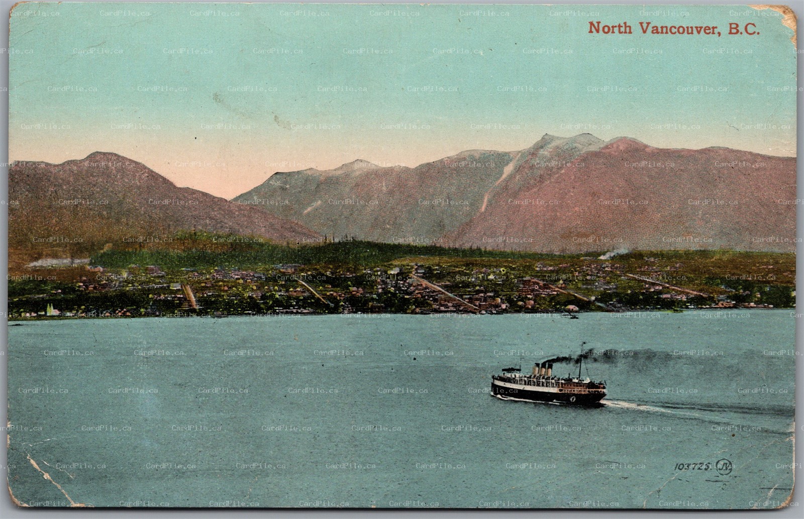 Postcard North Vancouver British Columbia c1910s Steamer Scenic View *as is*
