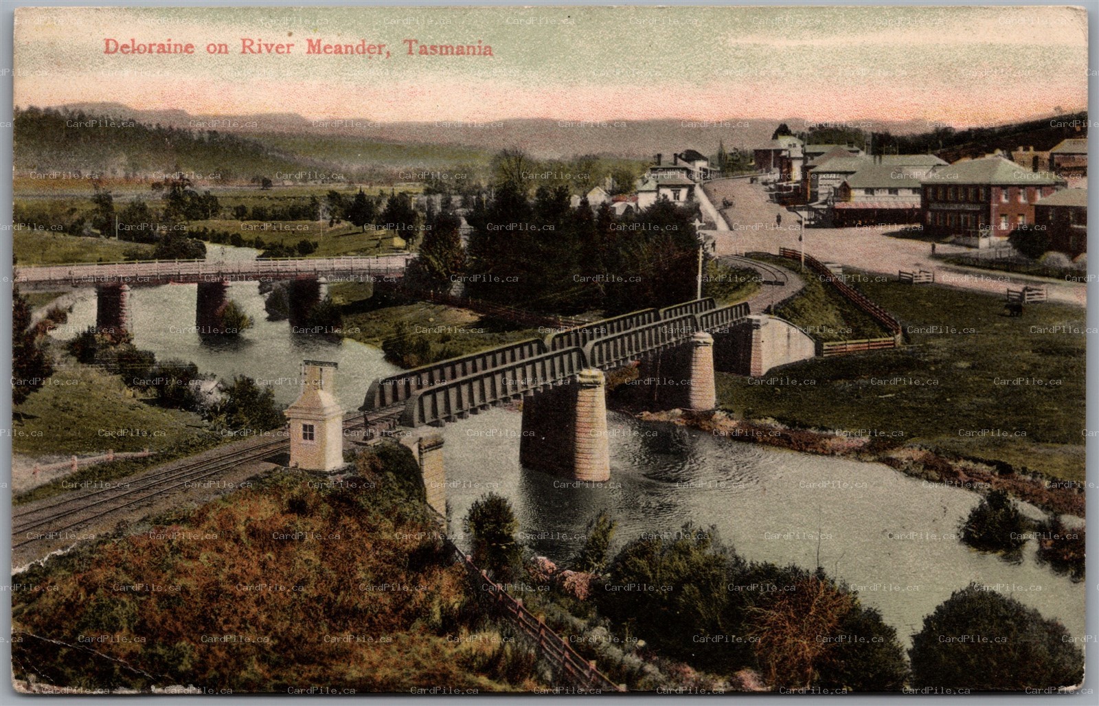 Postcard Tasmania Australia c1908 Deloraine on River Meander by Spurling & Son