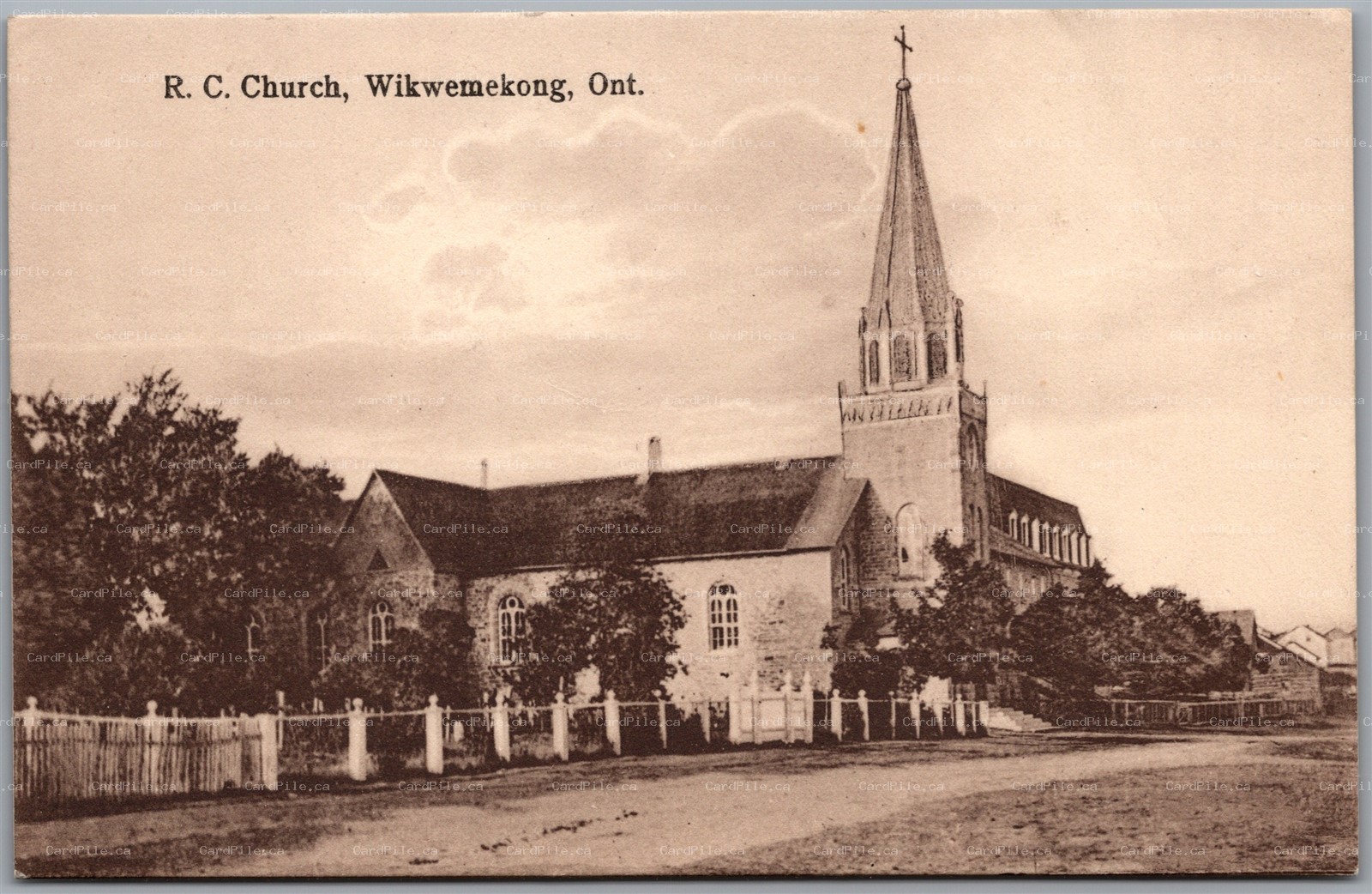 Postcard Wikwemikong Ontario c1910s R. C. Church Manitoulin District