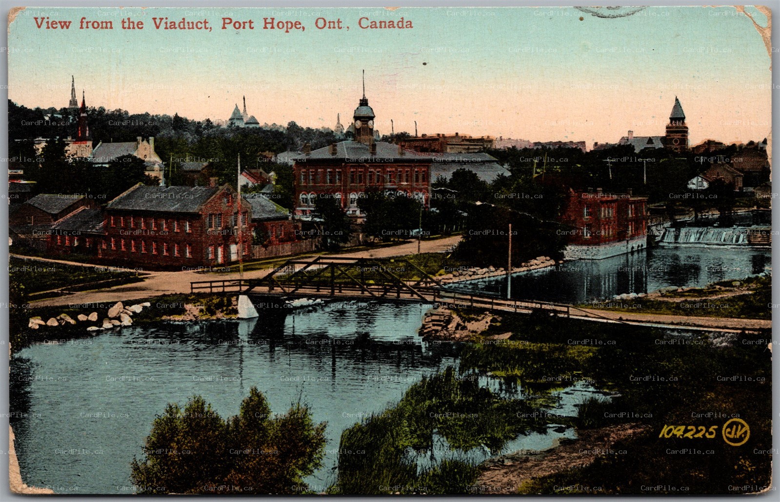 Postcard Port Hope Ontario c1918 View from the Viaduct *as is*