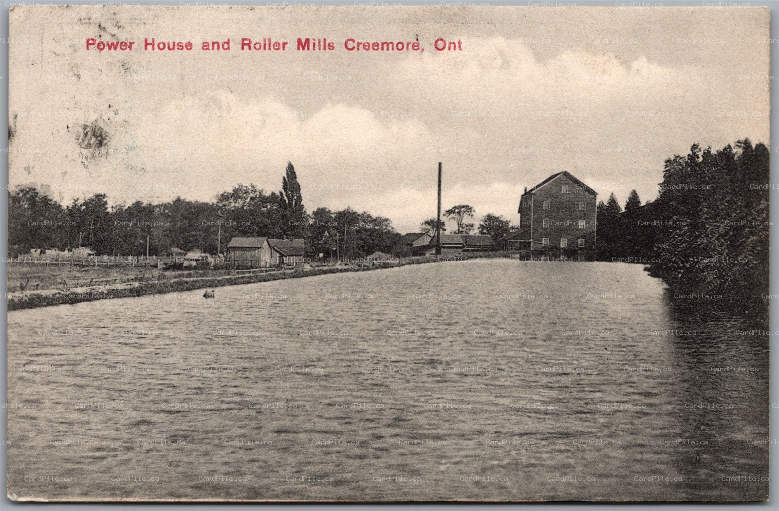 Postcard Creemore Ontario c1909 Power House and Roller Mills Simcoe County