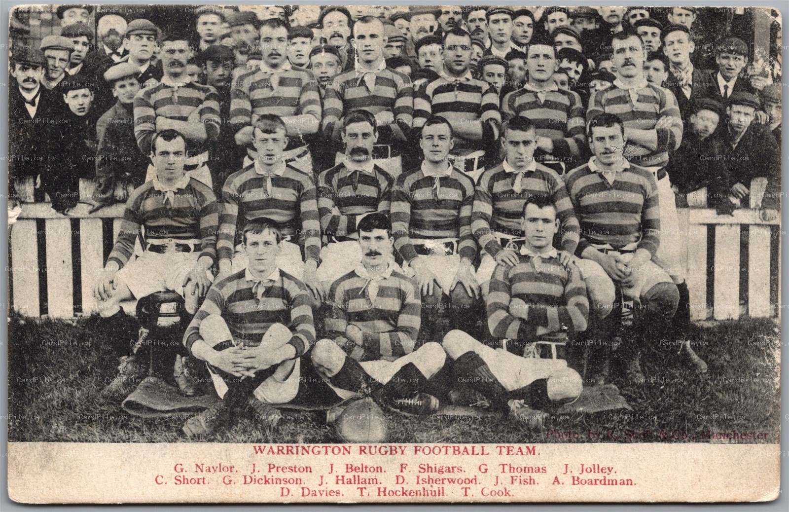 Postcard Warrington England c1910s Rugby Football Team Named Players