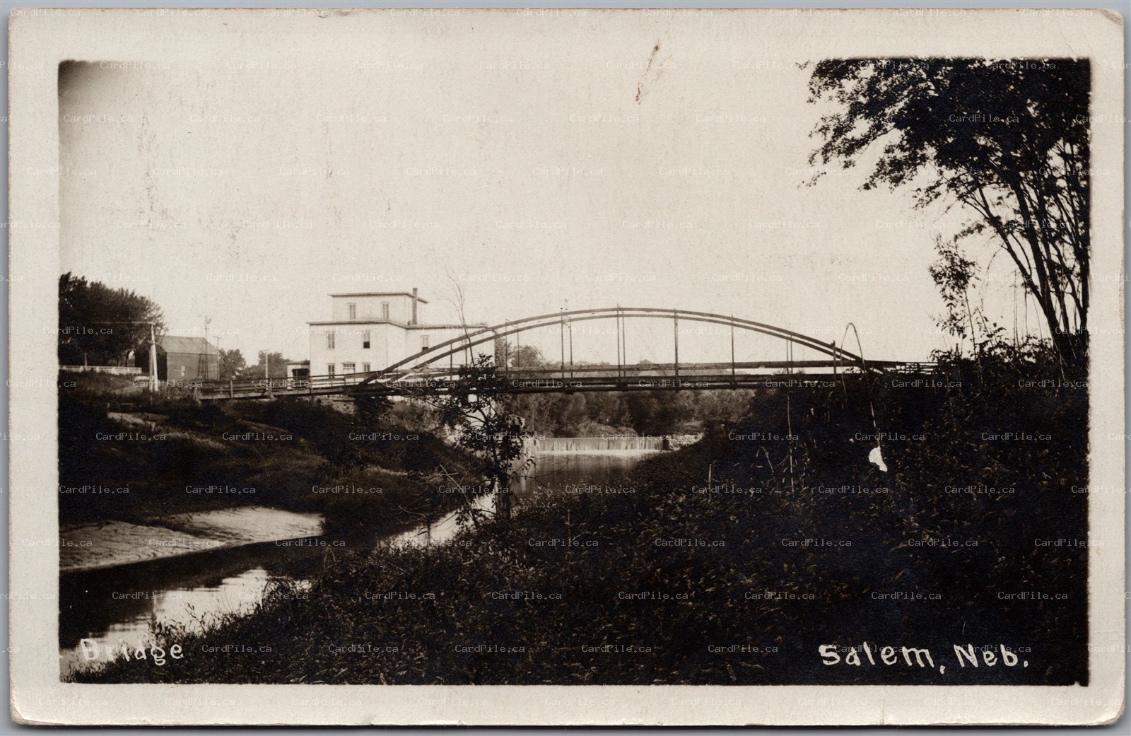 Postcard RPPC c1908 Salem Nebraska Bridge Richardson County to Mayfield Sask.
