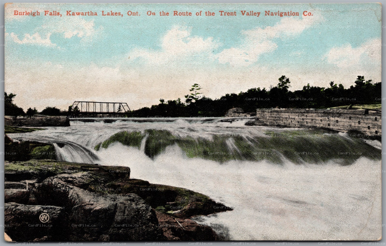 Postcard Burleigh Falls Kawartha Lakes Ontario Trent Valley Navigation Co.