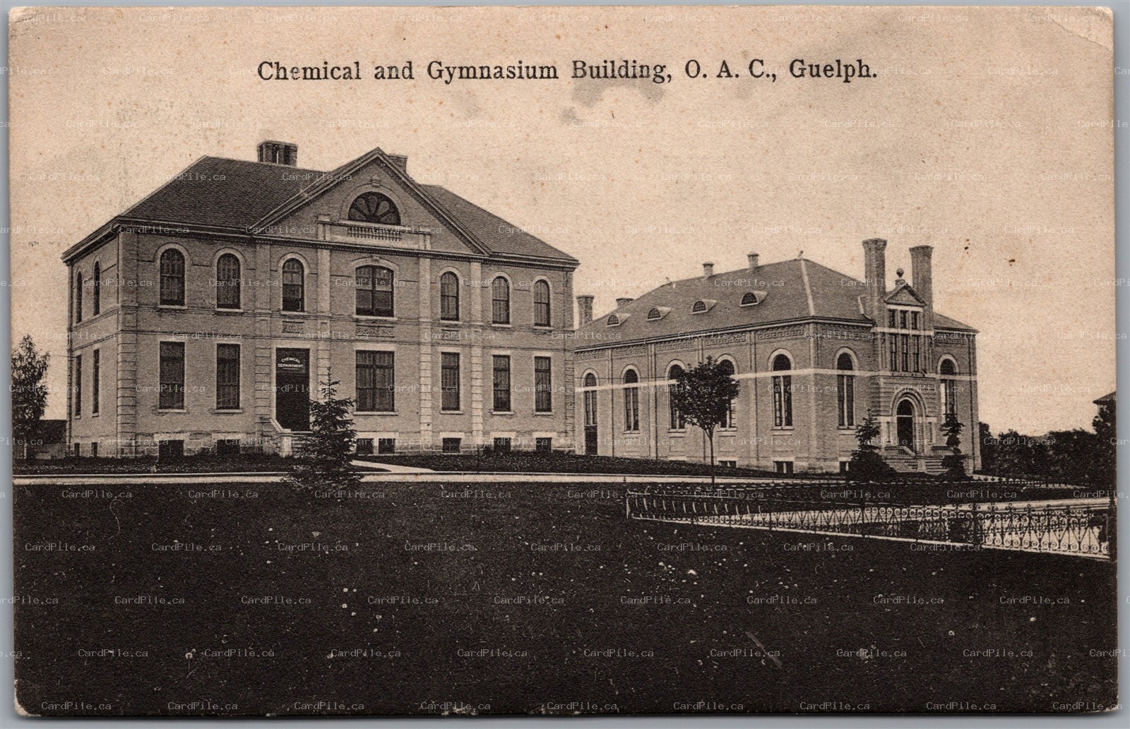 Postcard Guelph Ontario c1908 Chemical and Gymnasium Buildings, O.A.C.