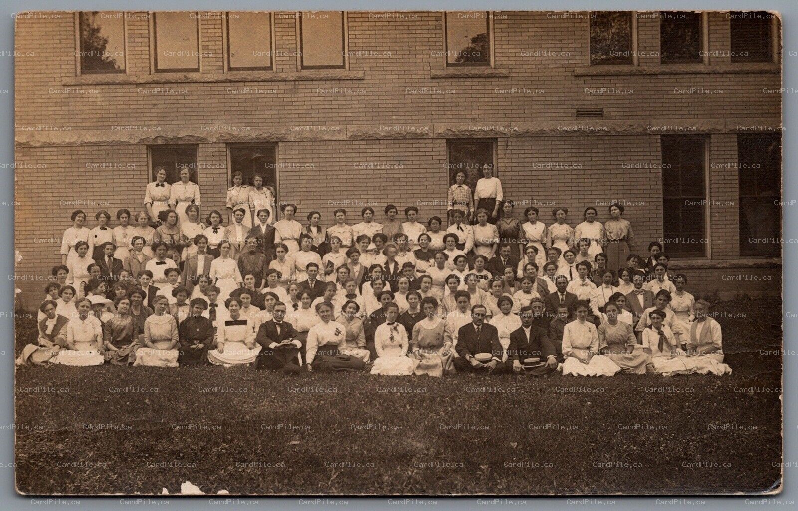 Postcard RPPC Corning IA c1912 Emma Large Group of People Rawson High School? 