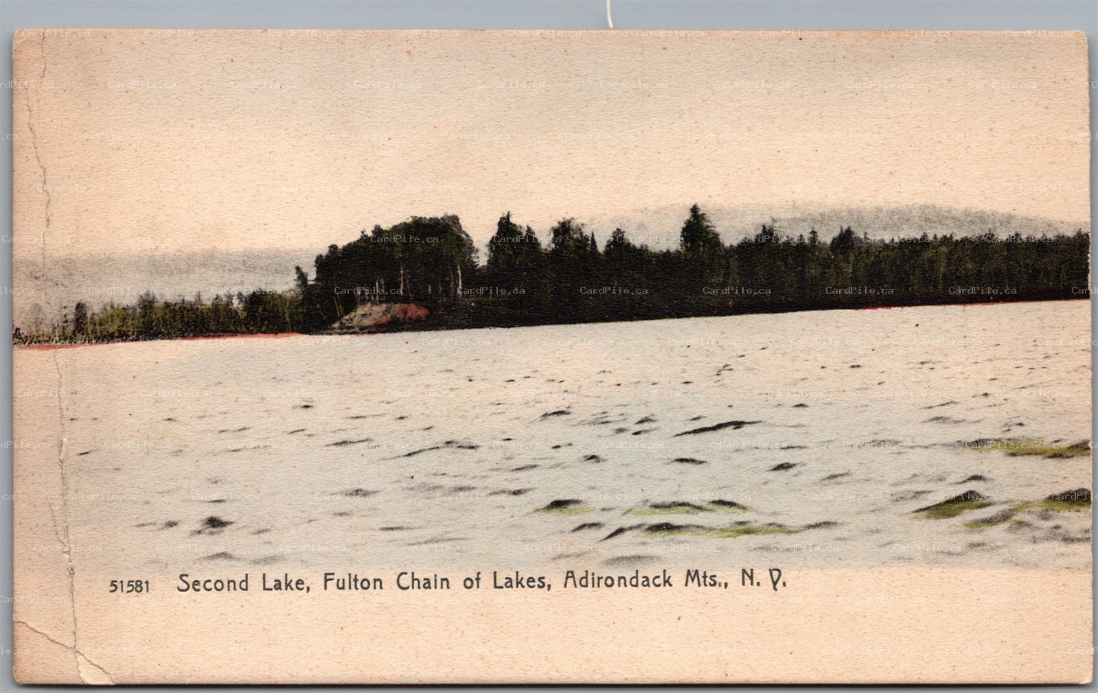 Postcard Old Forge New York Second Lake Fulton Chain Adirondacks Scenic View