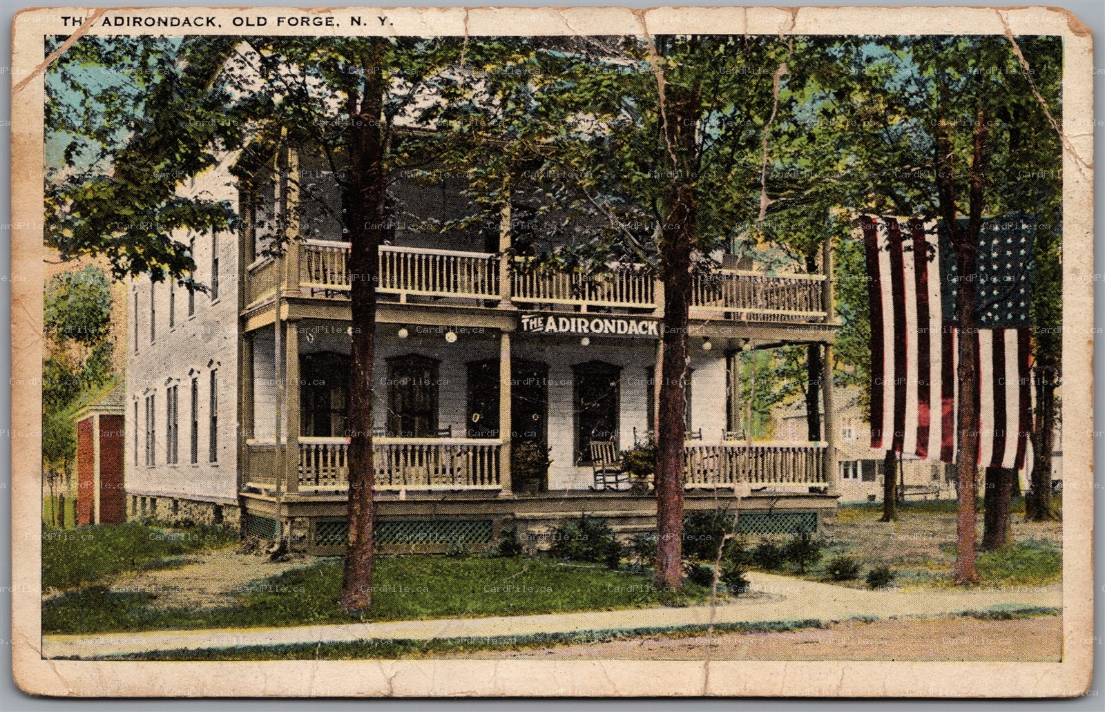Postcard Old Forge New York The Adirondack Hotel Advert *AS IS*